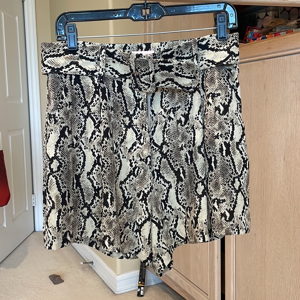 Snakeskin High Waisted Shorts with Removable Belt